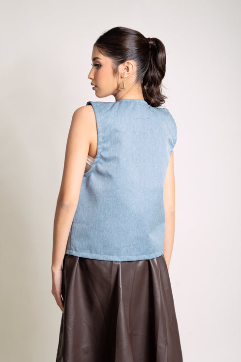 EMGEE by Get Spotted: Dakila Vest in Blue Denim (KBL)