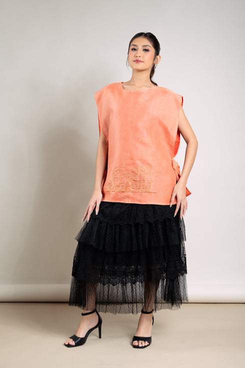 EMGEE by Get Spotted: Kidlat Bib in Pina Fabric (Rust)