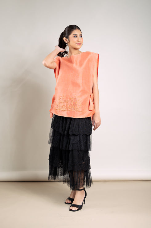 EMGEE by Get Spotted: Kidlat Bib in Pina Fabric (Rust)