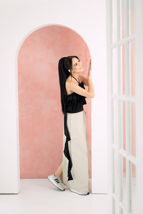 GS Gen Z: Apricot Cargo Maxi Skirt