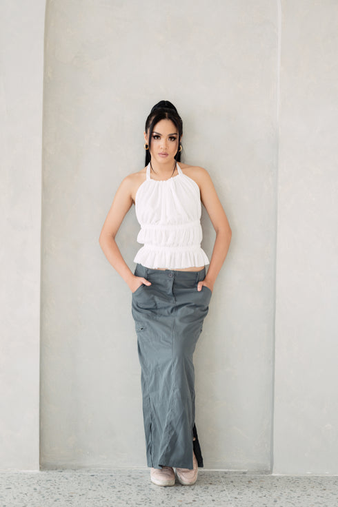 GS Gen Z: Grey Maxi Skirt with Slit