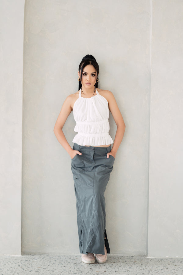 GS Gen Z: Grey Maxi Skirt with Slit