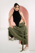 GS Gen Z: Army Green Draawstring Cargo Maxi Skirt