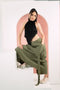 GS Gen Z: Army Green Draawstring Cargo Maxi Skirt