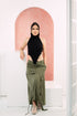 GS Gen Z: Army Green Draawstring Cargo Maxi Skirt