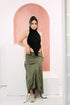 GS Gen Z: Army Green Draawstring Cargo Maxi Skirt