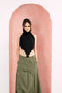 GS Gen Z: Army Green Draawstring Cargo Maxi Skirt