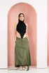 GS Gen Z: Army Green Draawstring Cargo Maxi Skirt