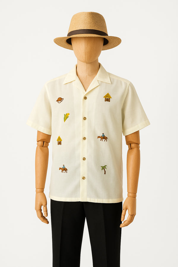 EMGEE by Get Spotted: Beni Buttondown in Pina Fabric with Embroidery