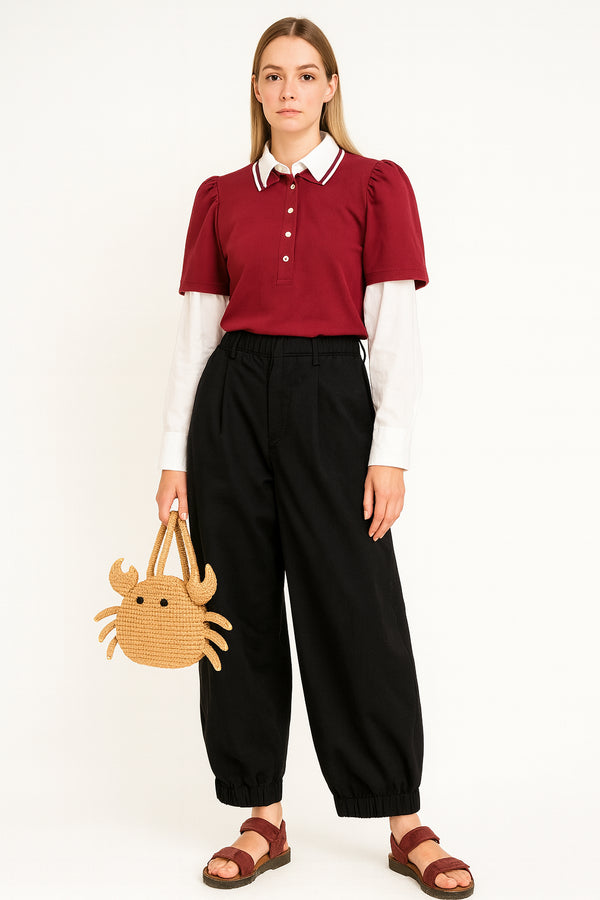 EMGEE by Get Spotted: Veejay Modern Filipiniana Polo in Maroon