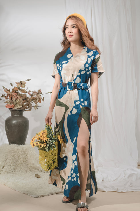 Wendy Printed Linen Maxi with Belt