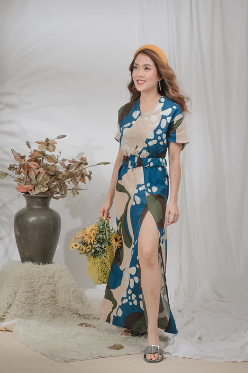 Wendy Printed Linen Maxi with Belt