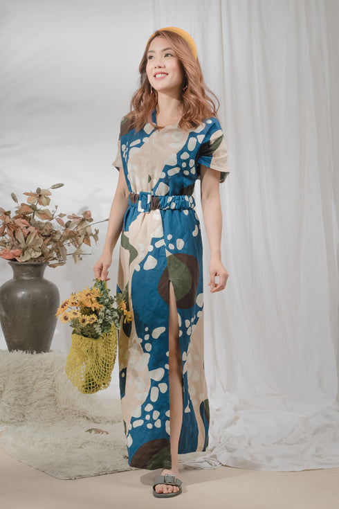 Wendy Printed Linen Maxi with Belt