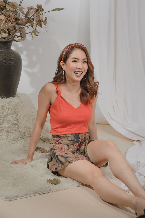 Pesca Ribbed Top in Neon Orange