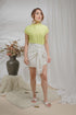 Fawn Ribbed Top with Sleeves in Neon Green