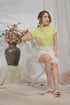 Fawn Ribbed Top with Sleeves in Neon Green