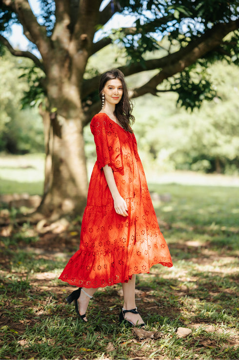 GET SPOTTED SHOP STOCKS Jenny Red: Odette Maxi Tiered Dress