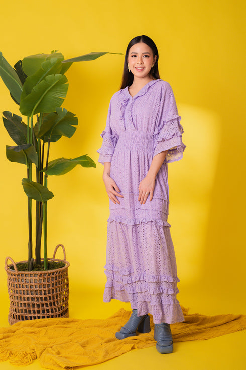 GET SPOTTED SHOP STOCKS Jenny Eyelet 4: Marites Premium Eyelet Smocked-waist Dress