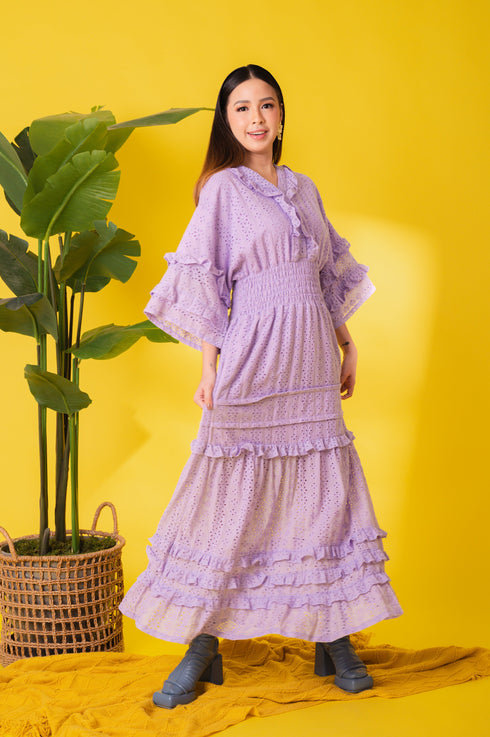 GET SPOTTED SHOP STOCKS Jenny Eyelet 4: Marites Premium Eyelet Smocked-waist Dress