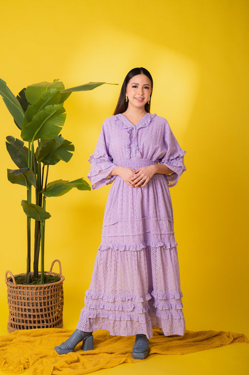 GET SPOTTED SHOP STOCKS Jenny Eyelet 4: Marites Premium Eyelet Smocked-waist Dress