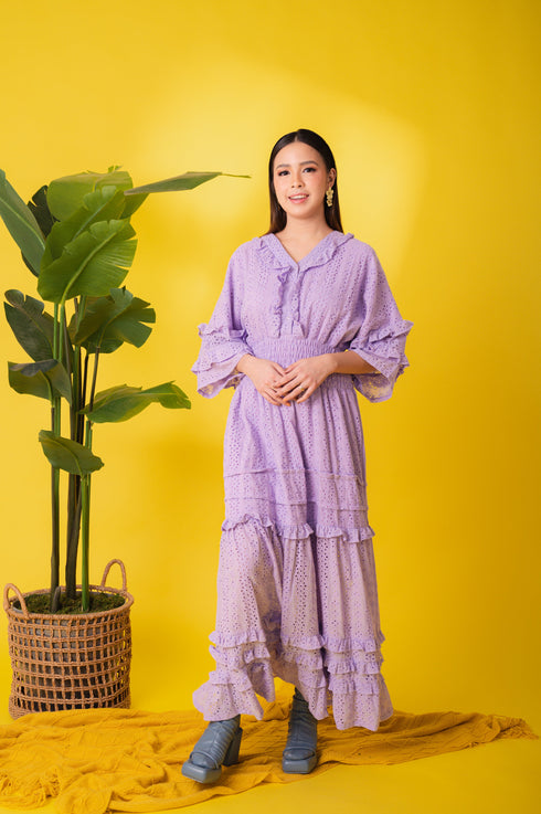 GET SPOTTED SHOP STOCKS Jenny Eyelet 4: Marites Premium Eyelet Smocked-waist Dress