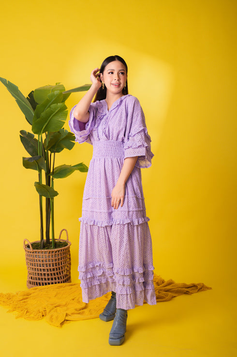 GET SPOTTED SHOP STOCKS Jenny Eyelet 4: Marites Premium Eyelet Smocked-waist Dress