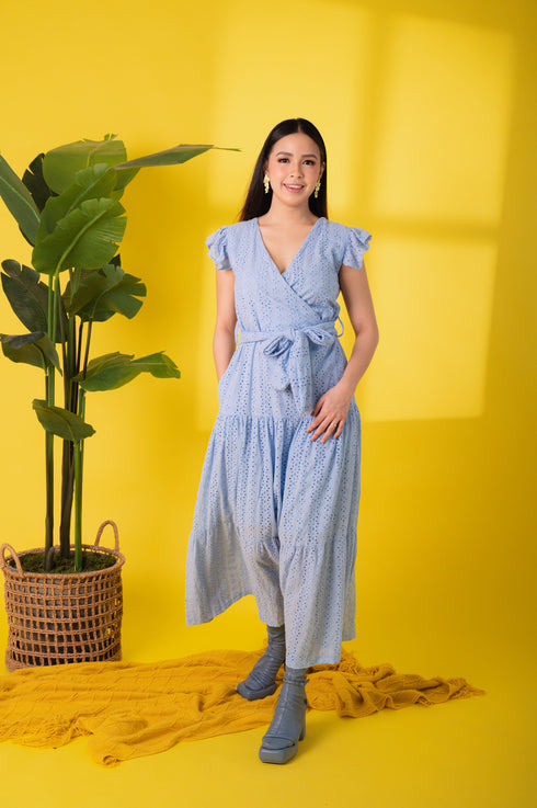 GET SPOTTED SHOP STOCKS Jenny Eyelet 4: Mavi Premium Eyelet Wrap Dress