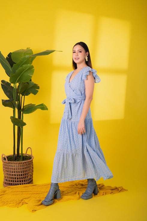 GET SPOTTED SHOP STOCKS Jenny Eyelet 4: Mavi Premium Eyelet Wrap Dress