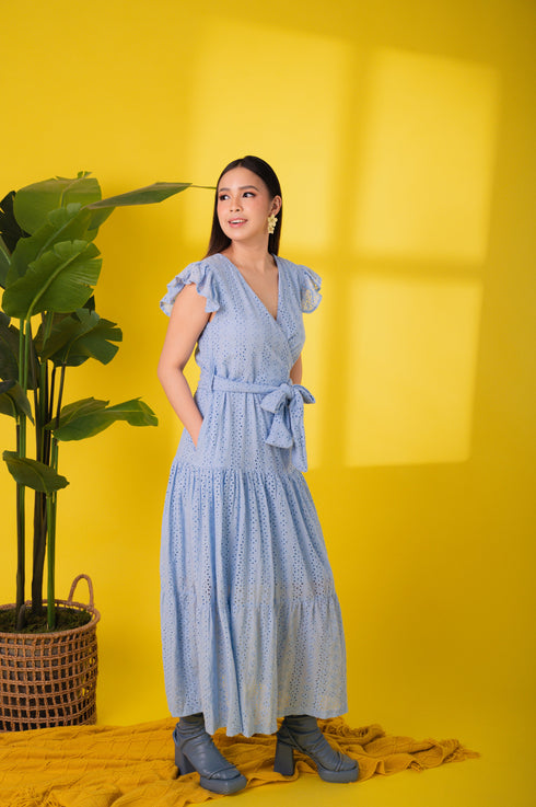 GET SPOTTED SHOP STOCKS Jenny Eyelet 4: Mavi Premium Eyelet Wrap Dress