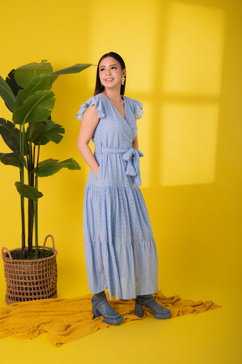 GET SPOTTED SHOP STOCKS Jenny Eyelet 4: Mavi Premium Eyelet Wrap Dress