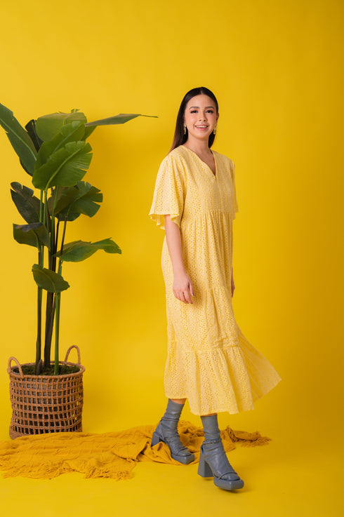 GET SPOTTED SHOP STOCKS Jenny Eyelet 3: Lauren Premium Eyelet Maxi Dress