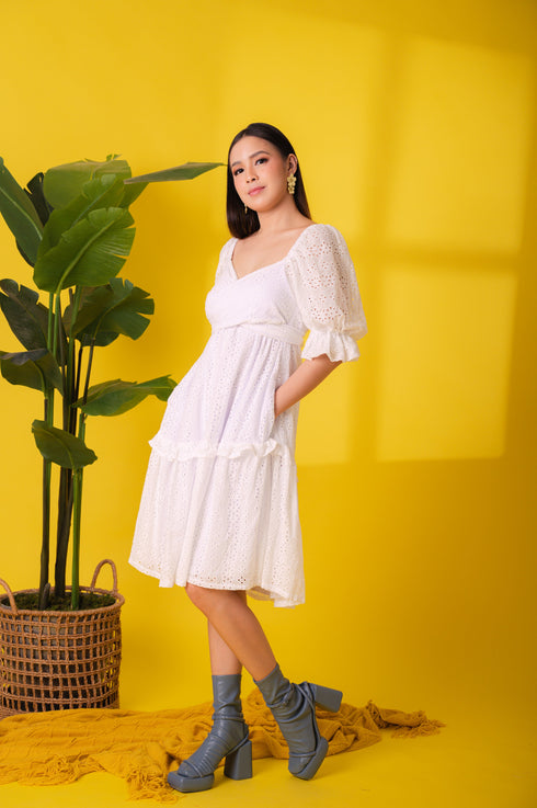 GET SPOTTED SHOP STOCKS Jenny Eyelet 3: Leni Premium Eyelet Wrap Dress