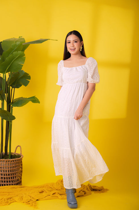 GET SPOTTED SHOP STOCKS Jenny Eyelet 3: Lara Premium Eyelet Dress