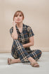 Plaid in Dark Blue Cotton Pyjama