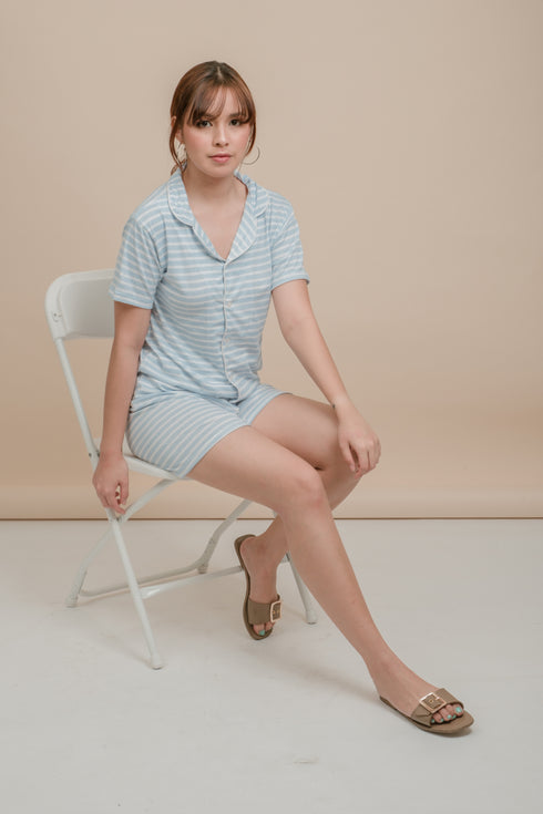 Stripes in Blue Cotton Pyjama