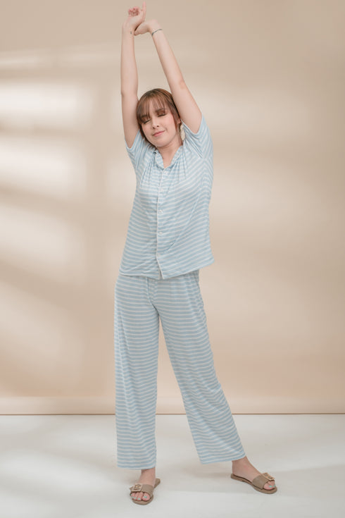 Stripes in Blue Cotton Pyjama