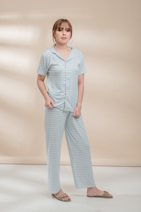 Stripes in Blue Cotton Pyjama