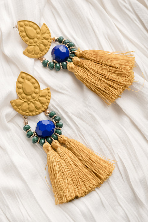 Never Too Much Tassel Earrings in Yellow