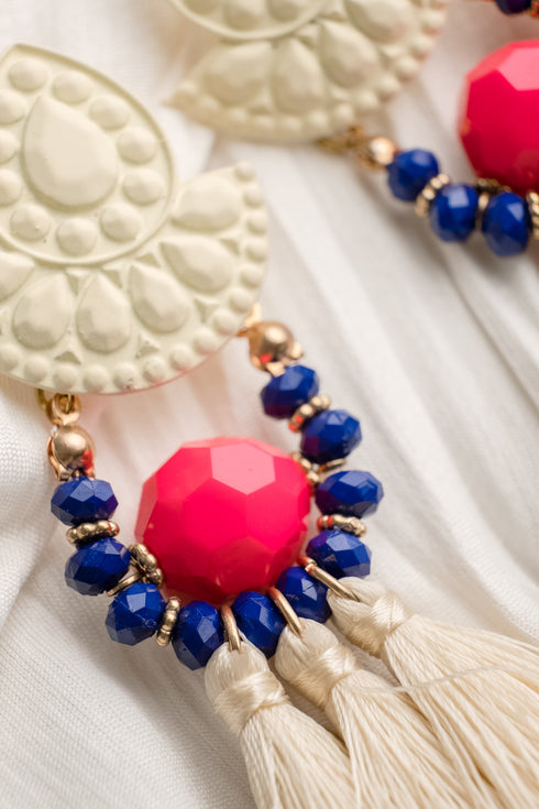 Never Too Much Tassel Earrings in White