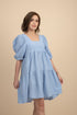 Kattie Blue Babydoll Dress Textured Fabric