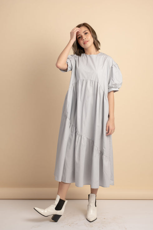 Arianne Grey Poplin Dress