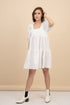 Kattie White Babydoll Dress Textured Fabric