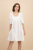 Kattie White Babydoll Dress Textured Fabric