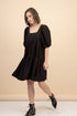 Kattie Black Babydoll Dress Textured Fabric
