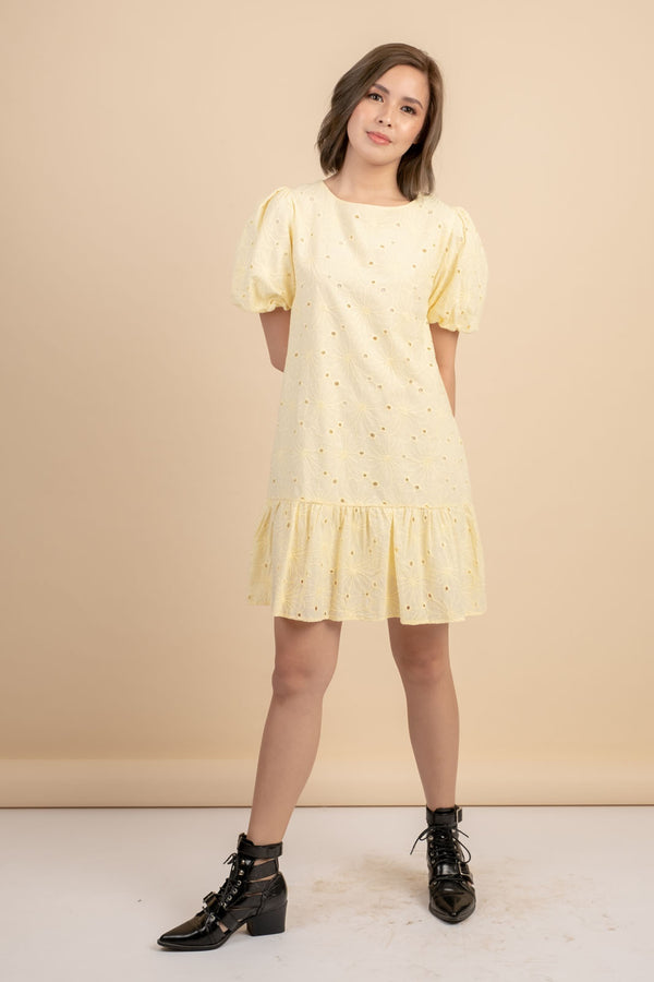 Johanna Yellow Eyelet Dress