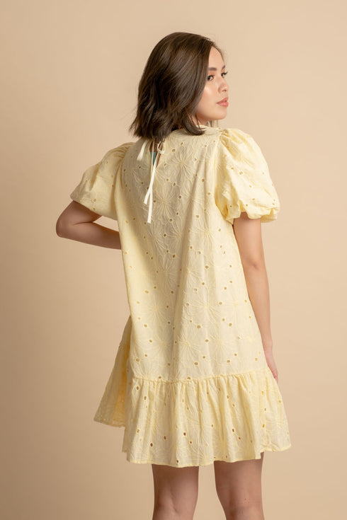 Johanna Yellow Eyelet Dress