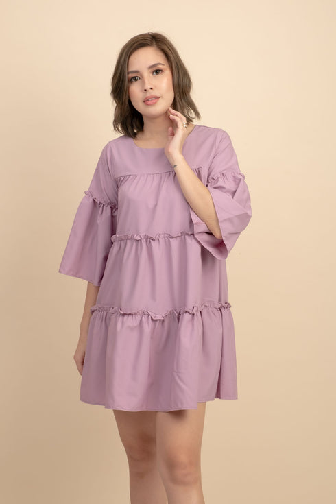 Weslynn Purple Babydoll Dress