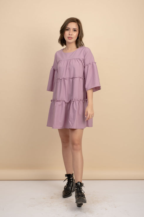 Weslynn Purple Babydoll Dress