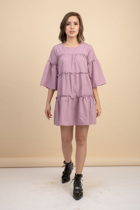 Weslynn Purple Babydoll Dress
