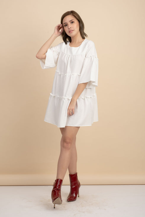 Weslynn White Babydoll Dress